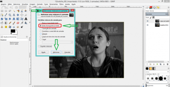 Aplicando a máscara na Cópia de Godzilla 2014 (Imagem: Mundo Pauta)